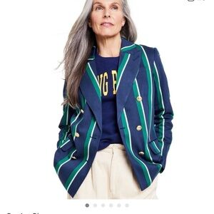 Rowing Blazers Navy and Green Striped Blazer